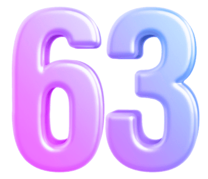 3d number 63 gradient png