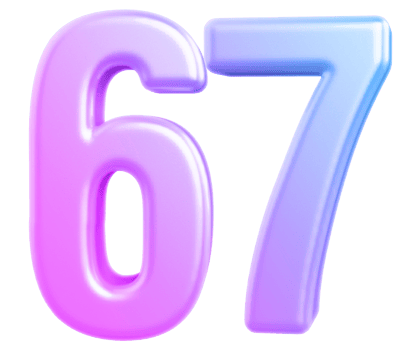 3d number 67 gradient png