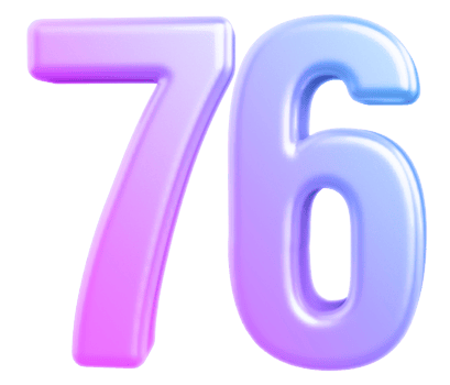 3d number 76 gradient png