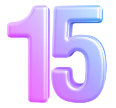 3d number 15 gradient png
