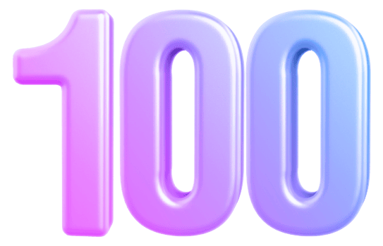 3d number 100 gradient png