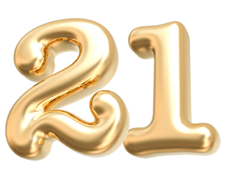 Gold 3d Number 21 png