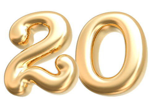 Gold 3d Number 20 png