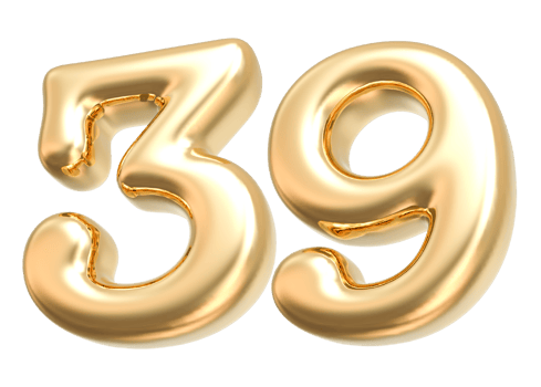 Gold 3d Number 39 png