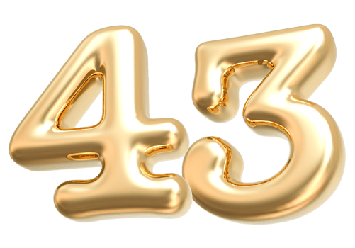 Gold 3d Number 43 png