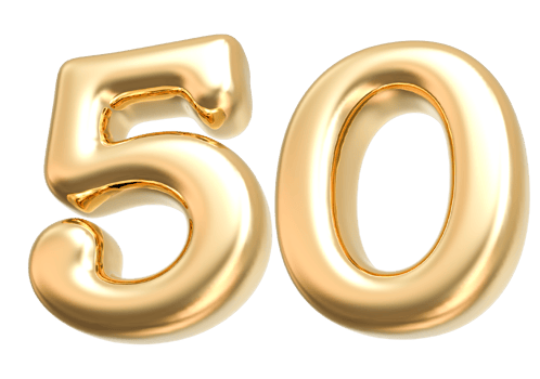 Gold 3d Number 50 png