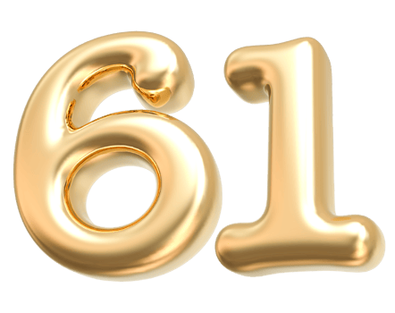 Gold 3d Number 61 png