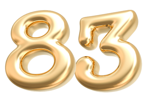 Gold 3d Number 83 png