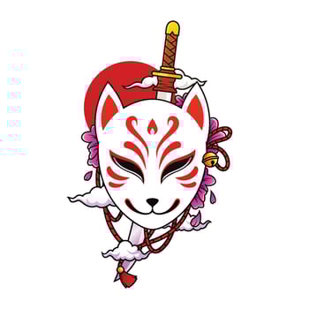 Japanese kitsune fox mask vector