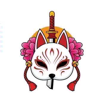 Japanese kitsune fox mask premium vector