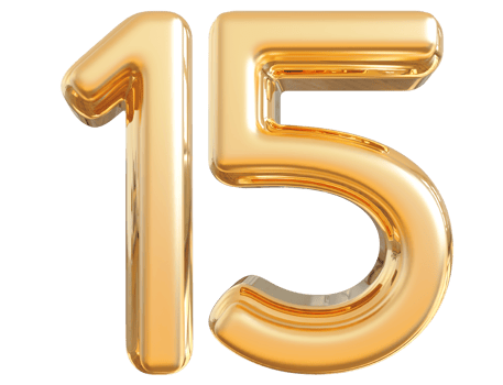 Gold 3d Number 15 png