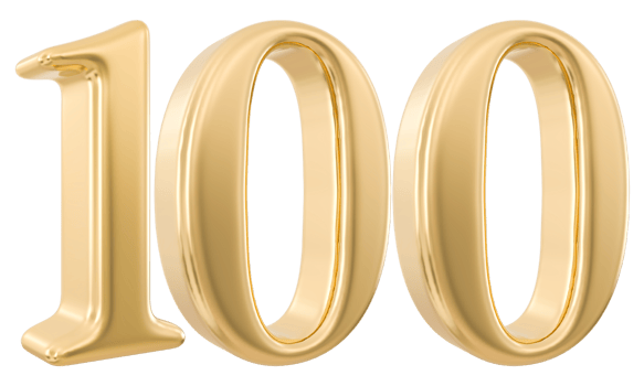 Gold 3d Number 100 png