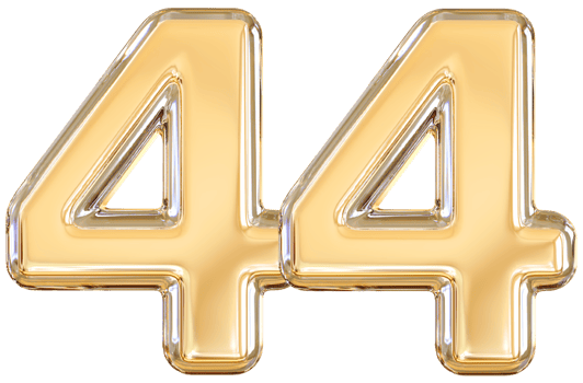 Gold 3d Number 44 png