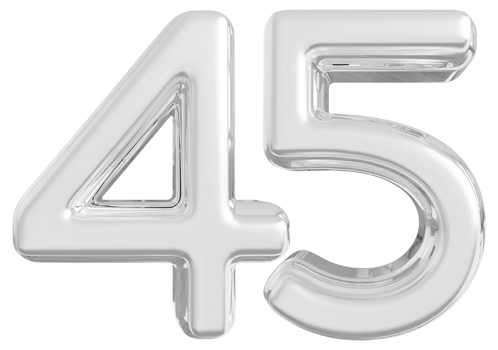 Silver 3d Number 45 png