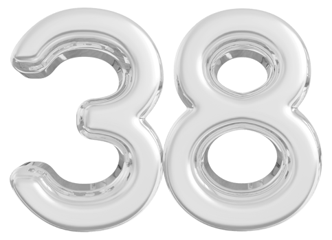 Silver 3d Number 38 png