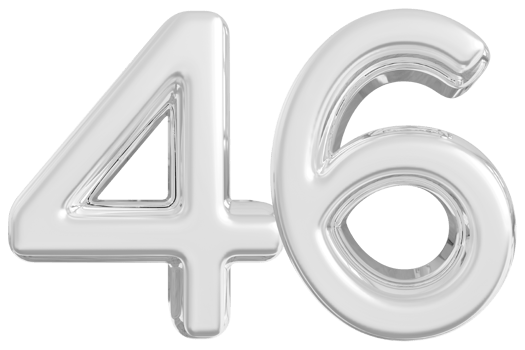 Silver 3d Number 46 png