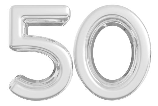 Silver 3d Number 50 png