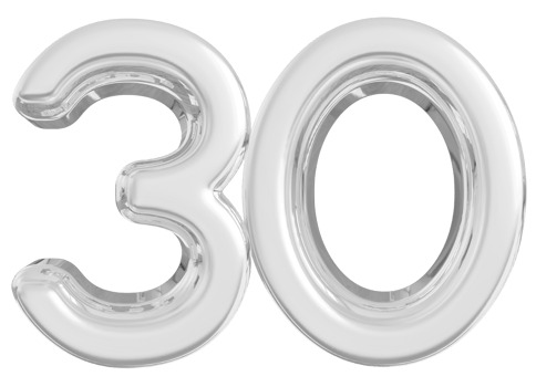 Silver 3d Number 30 png