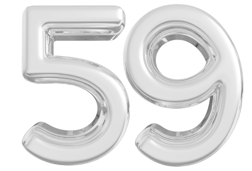 Silver 3d Number 59 png