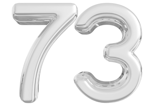 Silver 3d Number 73 png