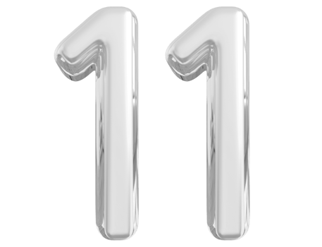 Silver 3d Number 11 png