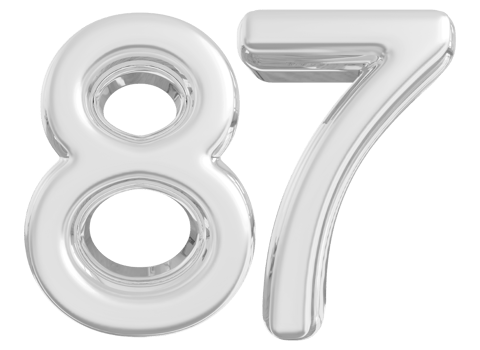 Silver 3d Number 87 png