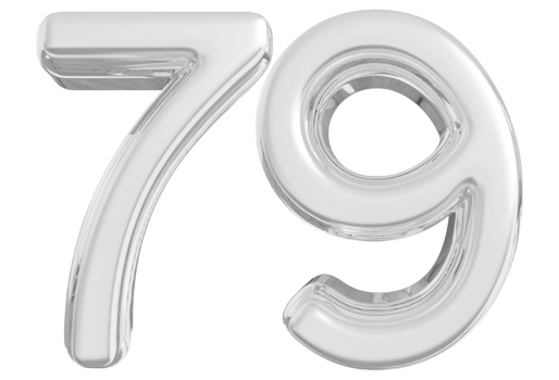 Silver 3d Number 79 png
