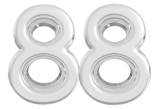 Silver 3d Number 88 png