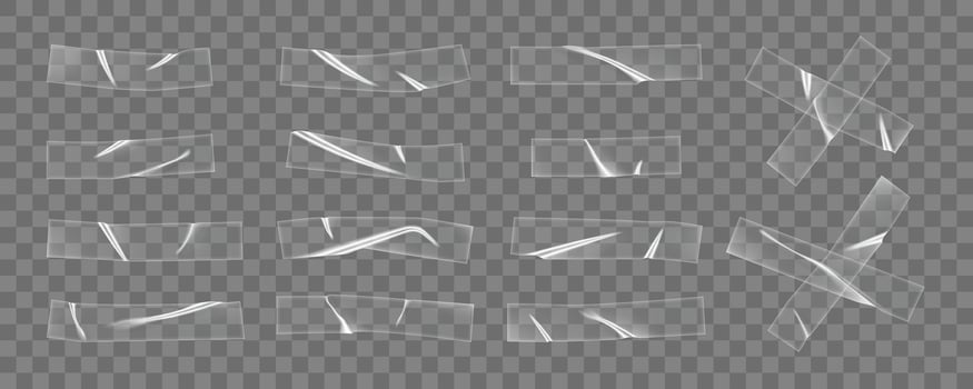Transparent plastic sticky duct tapes pieces vector