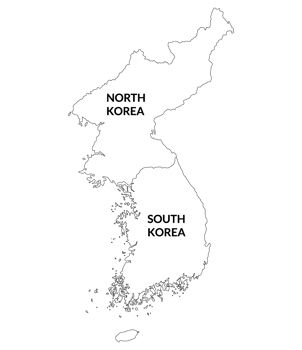 North Korea and South Korea map. Map of Korea. png