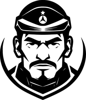 Military, Black and White Vector illustration