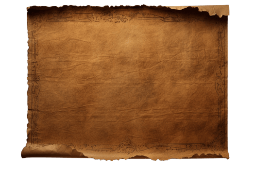 AI generated old parchment scroll on transparent background png