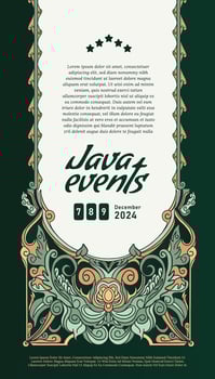 javanese event poster idea with vintage border design idea vector