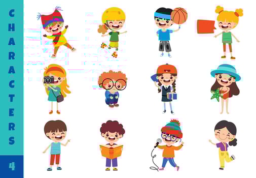 Cartoon Children Doing Different Activities vector