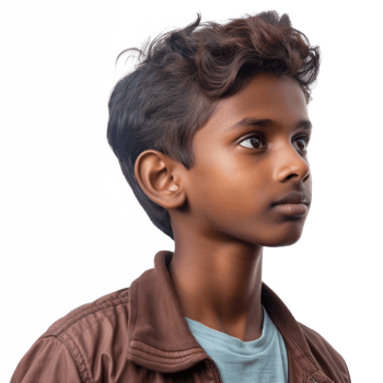 AI generated Tamil boy isolated on transparent background. Portrait of pakistani teenager png