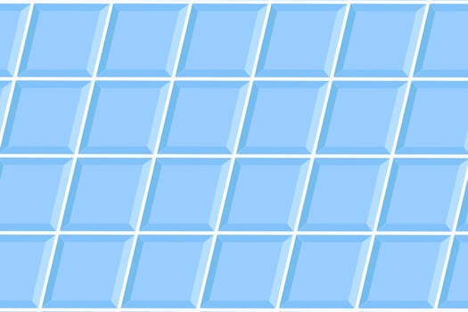 Blue square tile in diagonal arrangement. Bathroom or toilet ceramic wall or floor texture. Interior or exterior mosaic background. Indoor or outdoor surface vector
