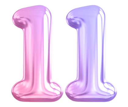 11 number gradient 3d render png