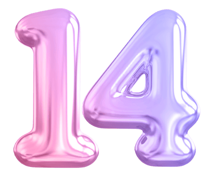 14 number gradient 3d render png