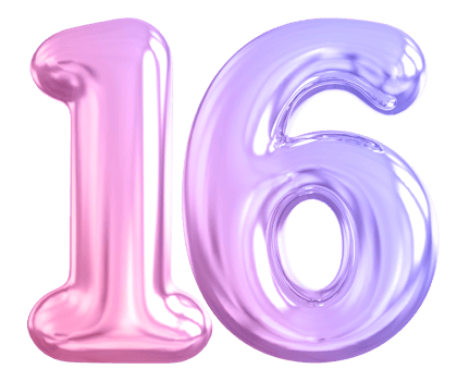 16 number gradient 3d render png