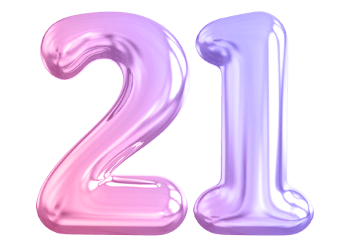 21 number gradient 3d render png