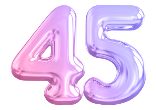 45 number gradient 3d render png