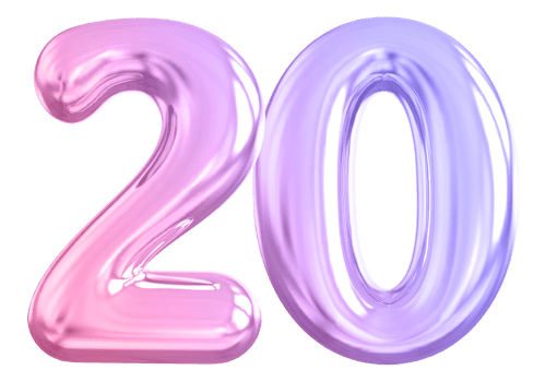 20 number gradient 3d render png