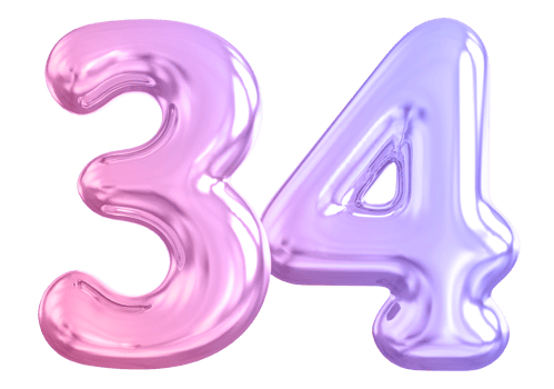 34 number gradient 3d render png