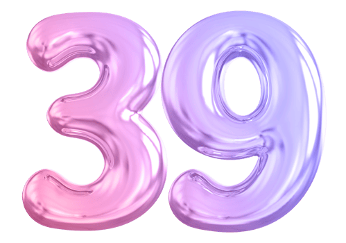 39 number gradient 3d render png