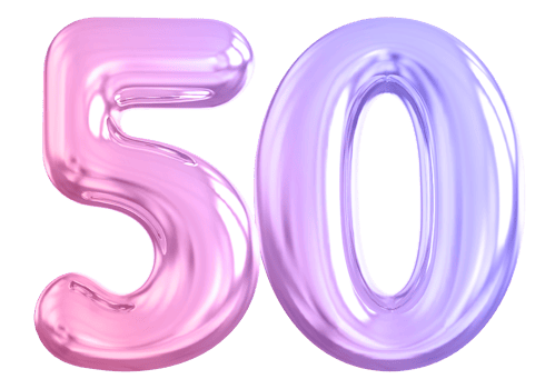 50 number gradient 3d render png