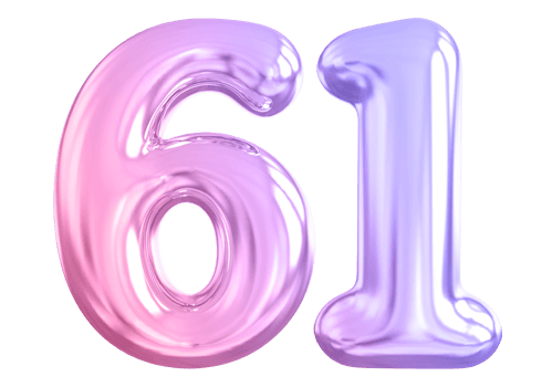 61 number gradient 3d render png