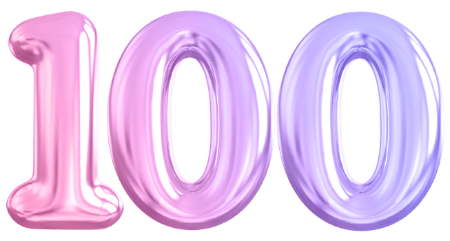 100 number gradient 3d render png