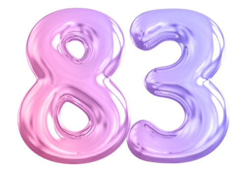 83 number gradient 3d render png