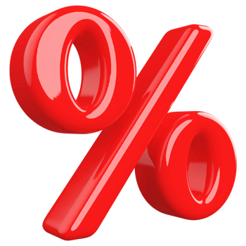Red percent symbol icon 3d render png