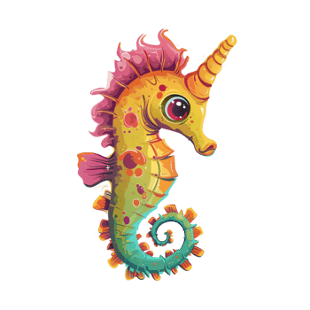 AI generated seahorse saga cartoon png